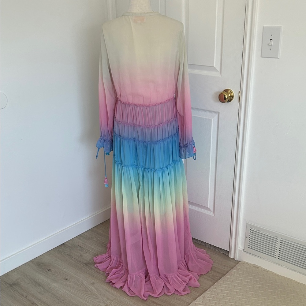 Rococo Sand Ombre Maxi Dress with Ruffle Details Large - Picture 6 of 8